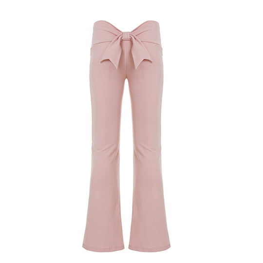 Damen nan Cropped-Longsleeve mit dekorativer Schleifenfront, V-Ausschnitt und figurbetonter Passform EB