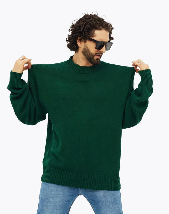 Damen gemütlicher Oversized Pullover mit strukturiertem Rippenmuster und breiten Bündchen EB