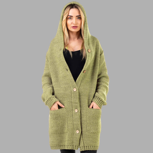 Damen Strickmantel mit hochwertigem Material und praktischen Taschen EB