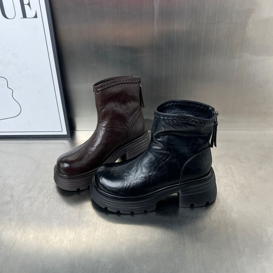 Damen trendige Stiefeletten mit robustem Profil und hochwertigem Leder EB