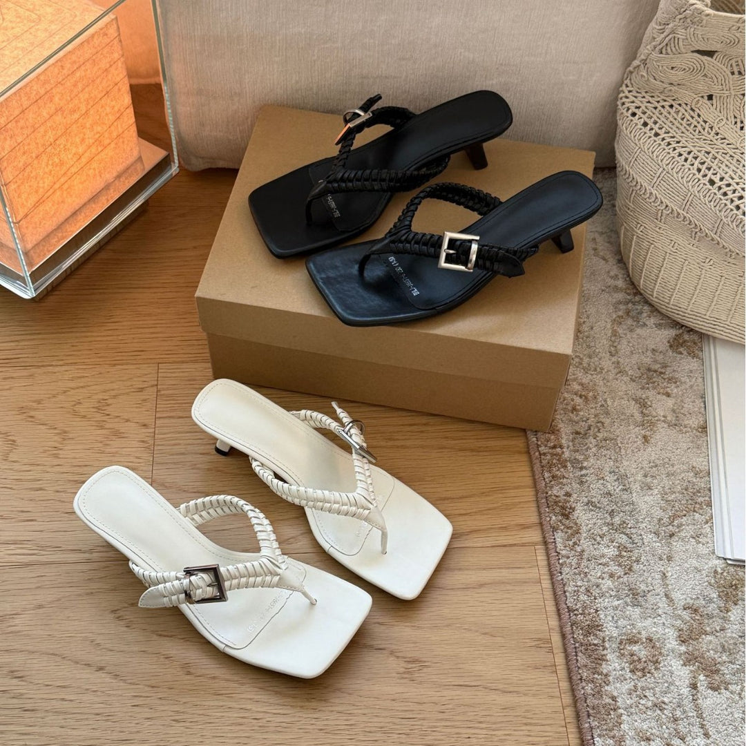 Damen Elegante Sandalen mit geflochtenem Riemen und geschlossener Zehenpartie EB