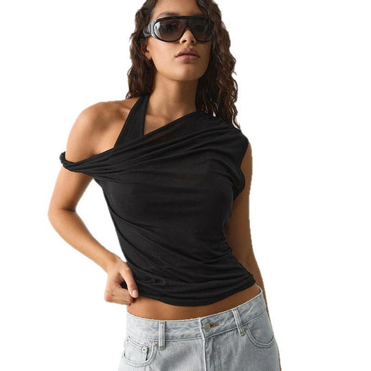 Damen Raffiniertes Wickeloberteil mit asymmetrischem Schnitt EB