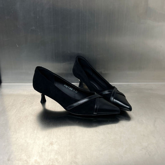 Damen elegante Pumps mit feiner Lederkombination und komfortablem Absatz EB