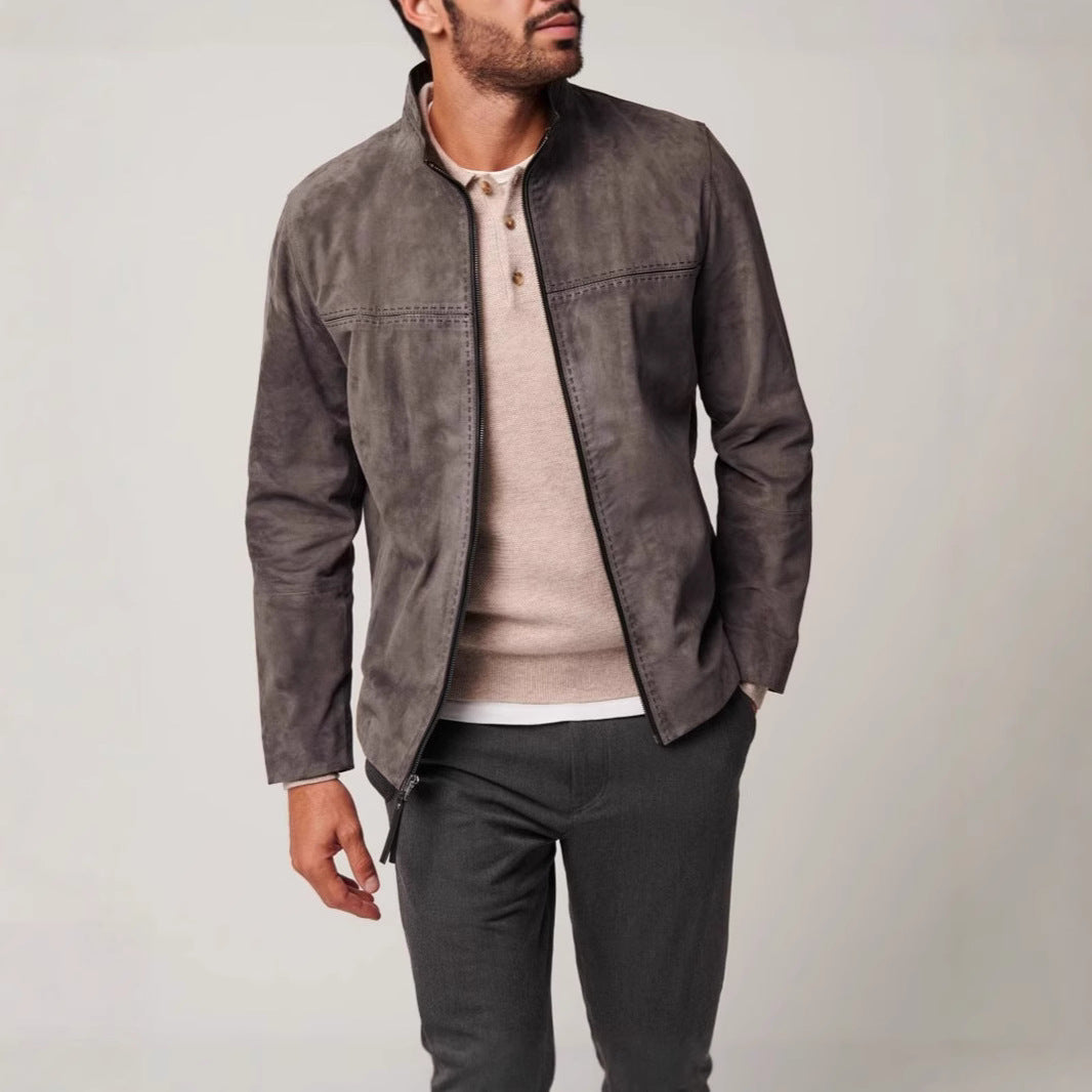 Herren elegante jacke im minimalistischen Design mit hohem Kragen EB