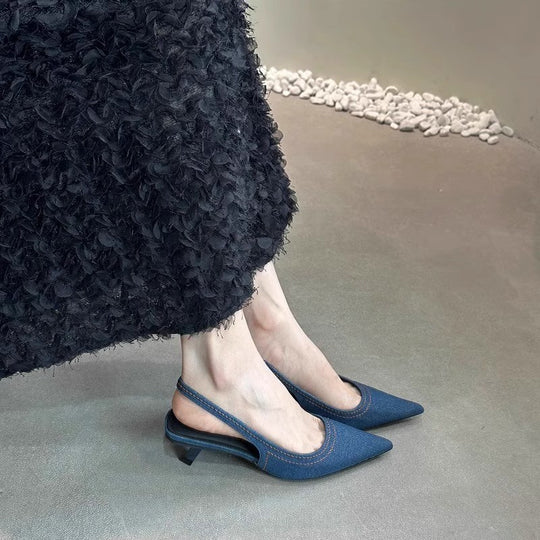 Damen Slingback Pumps aus hochwertigem Denim EB