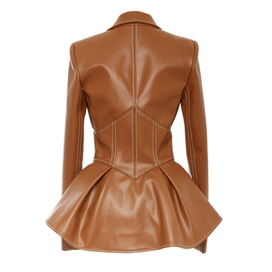 Damen stylische taillierte Echtlederjacke EB