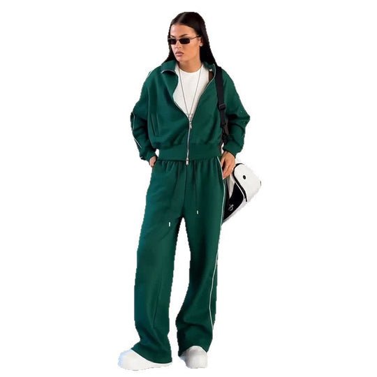 Damen sportlicher Zip-Jacke und Hose Set EB