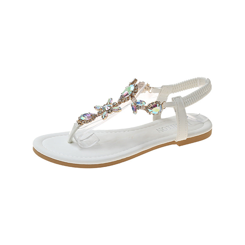Damen elegante Zehentrenner-Sandalen mit funkelndem Strass EB