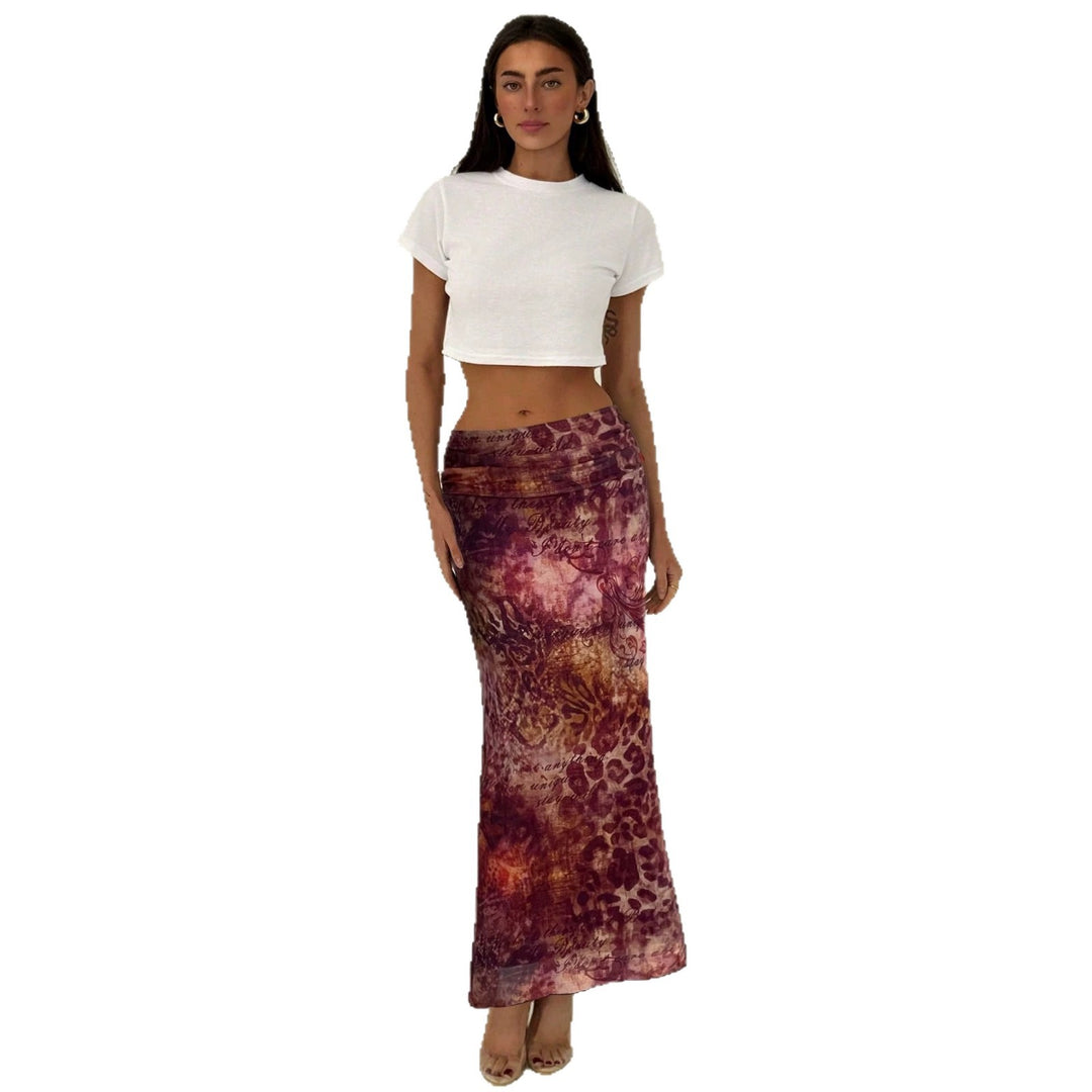 Damen nan schmaler Maxirock mit gerafftem Bund und Allover-Print EB