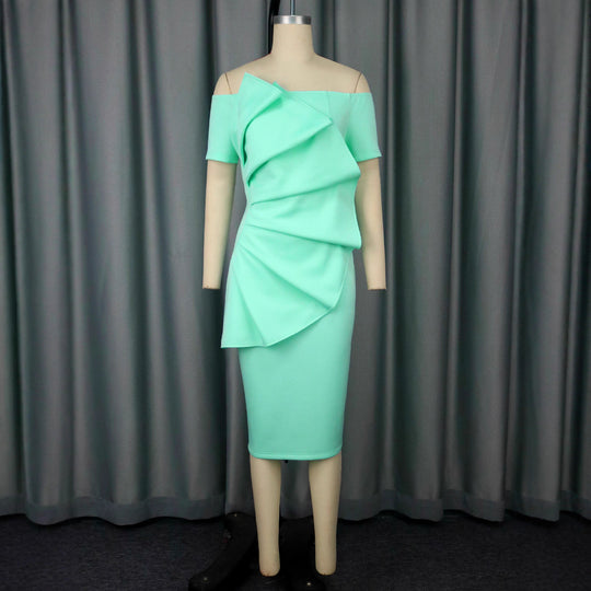 Damen Elegantes Cocktailkleid mit asymmetrischem Drapierungsdesign EB