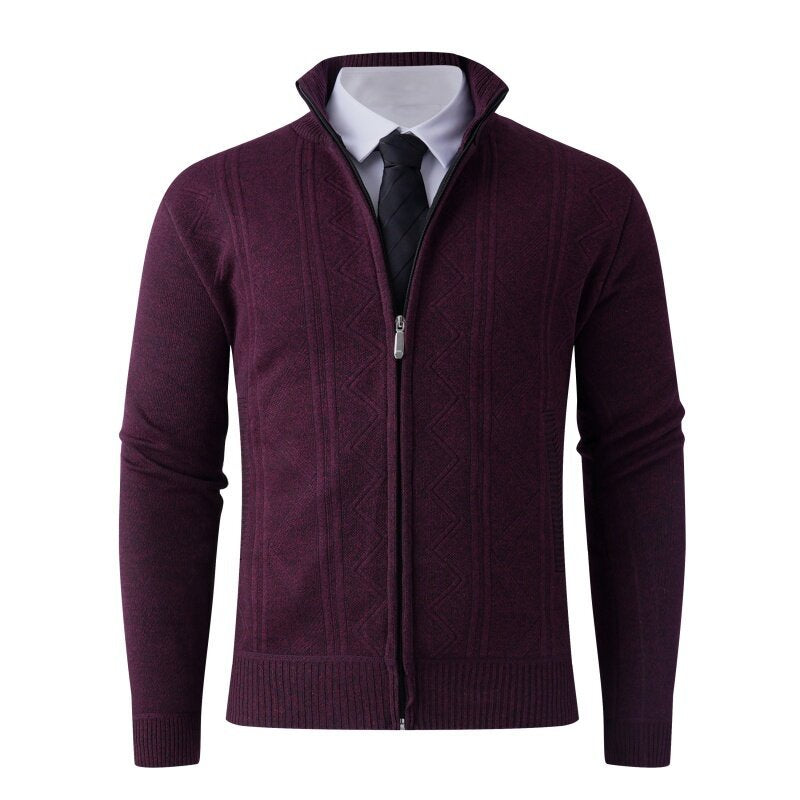 Herren Strickjacke mit modernem Zipper und eleganten Mustern EB