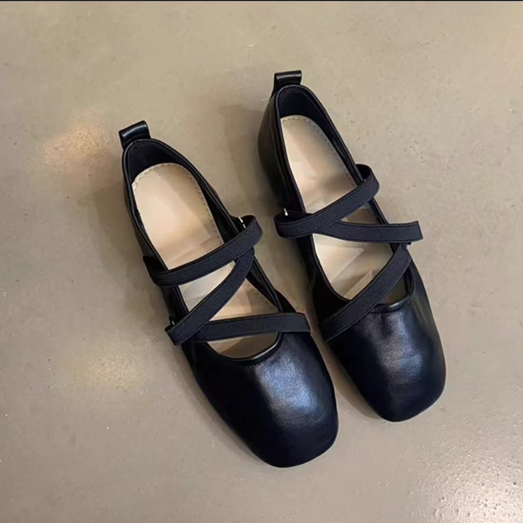 Damen elegantes Ballerina-Modell mit modischem Riemchen und hochwertigem Leder EB