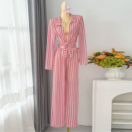 Damen Jumpsuit mit modischem Bindegürtel EB