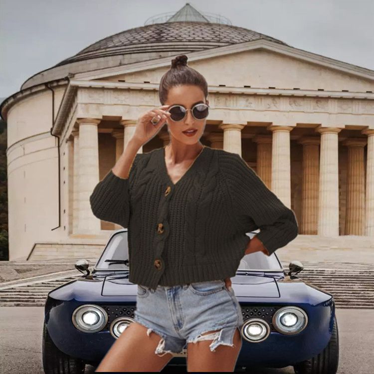 Damen Grobstrickjacke mit Knopfdesign und lässigem Look EB