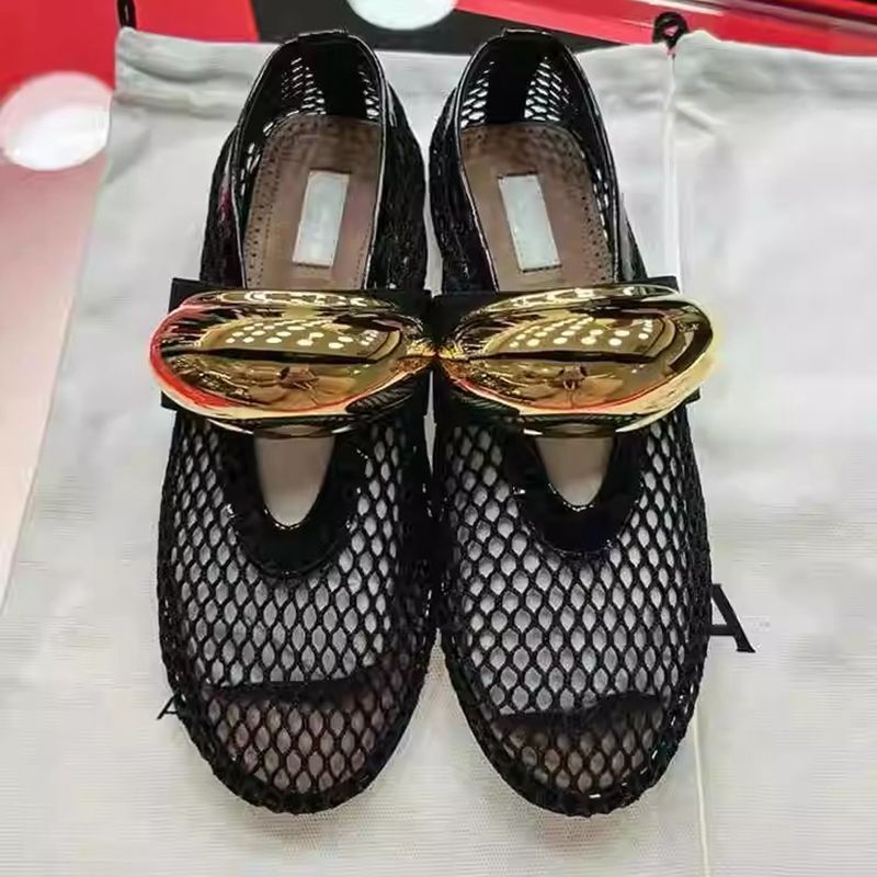 Damen edle Netz-Sandalen mit luxuriösem Goldakzent EB