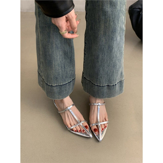 Damen elegante Slingback-Flats mit spitzem Design EB
