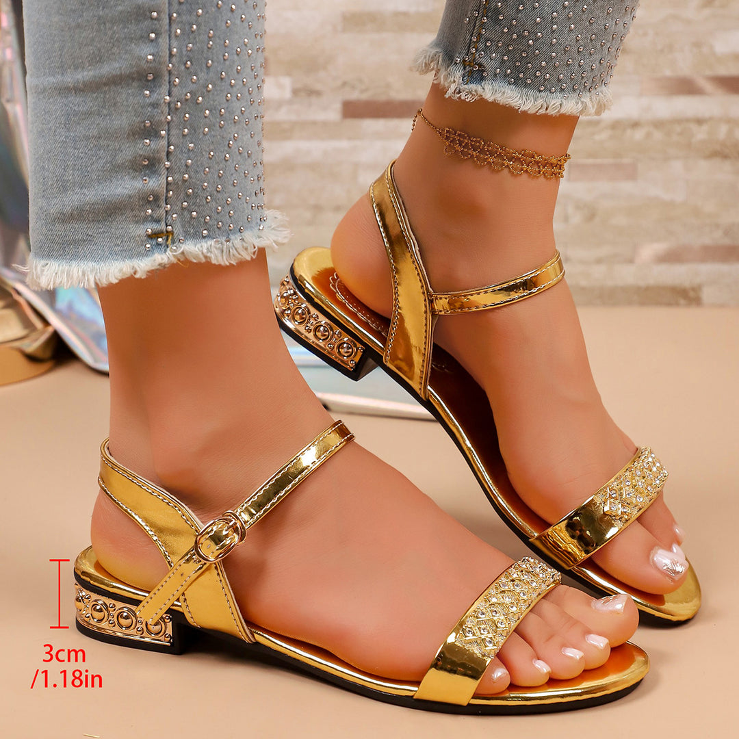 Damen elegante Sandalen mit funkelndem Riemen und transparenter Detailverzierung EB