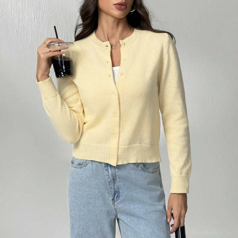 Damen Strickjacke mit Knopfdetail und elastischem Saum EB