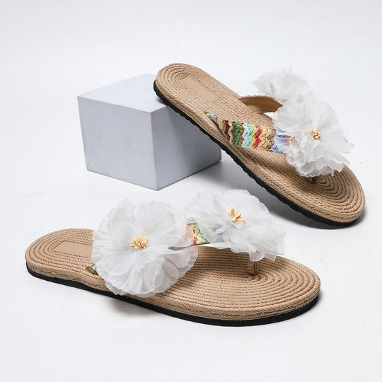 Damen Flauscher Pantoletten mit floralem Design EB