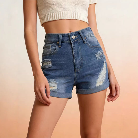 Damen Crop-Hemd im klassischen Karomuster mit Puffärmeln EB