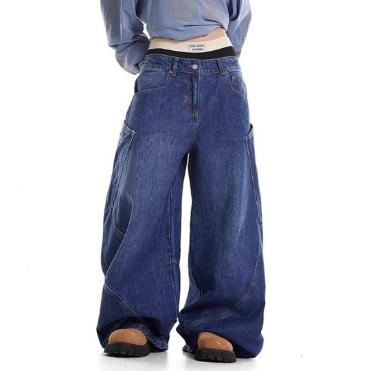 Damen Baggy-Jeans mit weitem Schnitt und praktischen Cargotaschen EB
