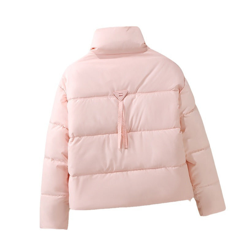 Damen Kurzgeknöpfte Steppjacke mit hohem Kragen und seitlichen Taschen EB