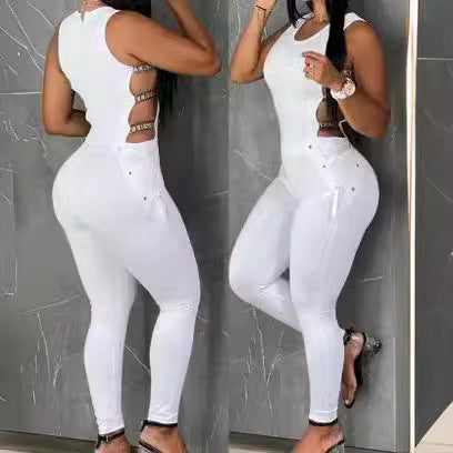 Damen Bodycon Jumpsuit mit Cut-Out-Details und modischem Gürtel EB