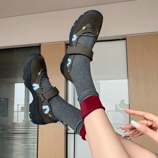 Damen Sportliche Ballerinas mit verstellbarem Riemen und rutschfester Sohle EB
