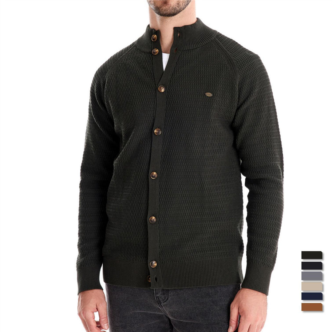 Herren Strickjacke mit strukturiertem Design und praktischen Knöpfen EB