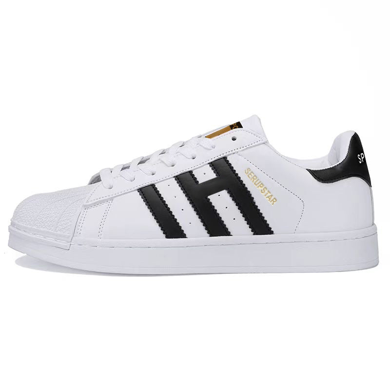 Damen Sportliche Freizeit Sneakers mit Lederoberfläche und rutschfester Sohle EB