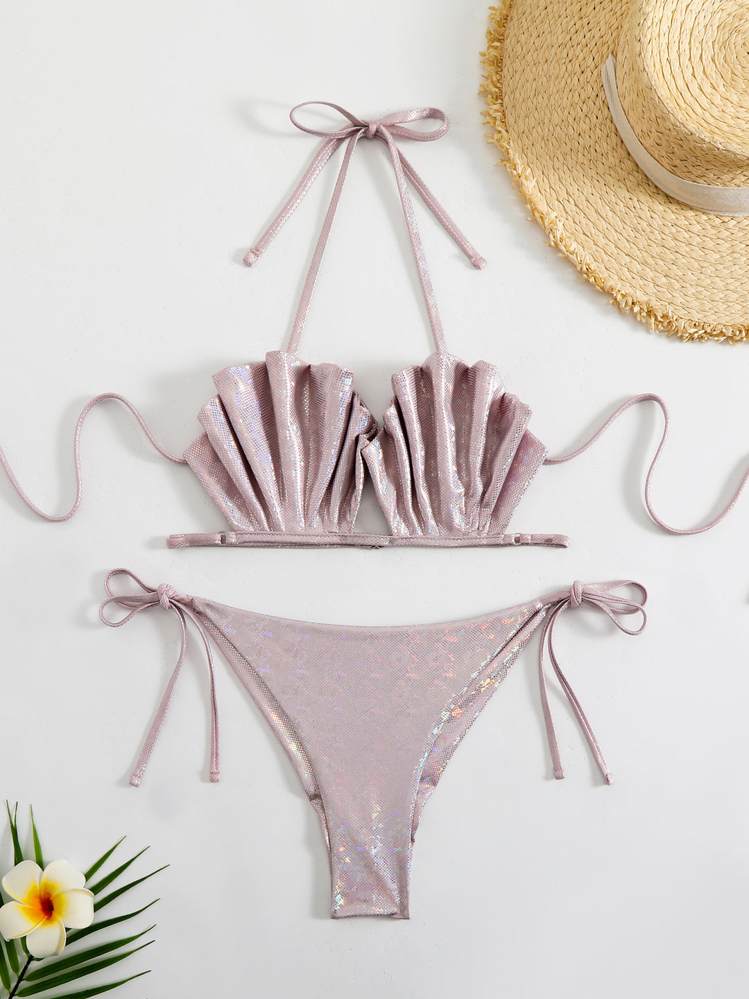 Damen Funkelndes Bikini-Set aus Mesh mit verstellbaren Bändern EB