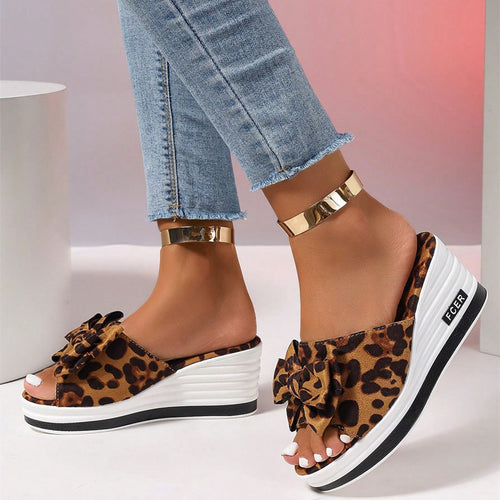 Damen Plateausandalen mit modischer Schleifenapplikation und komfortabler Sohle EB