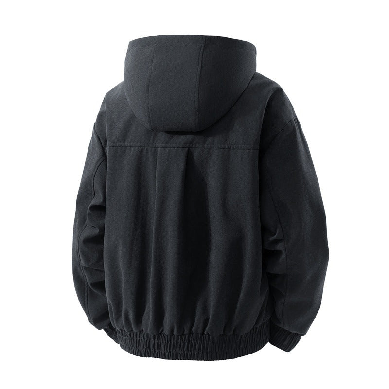 Herren gefütterte Kapuzenjacke mit kariertem Fleece-Innenfutter, elastischem Saum und verdecktem Reißverschluss EB