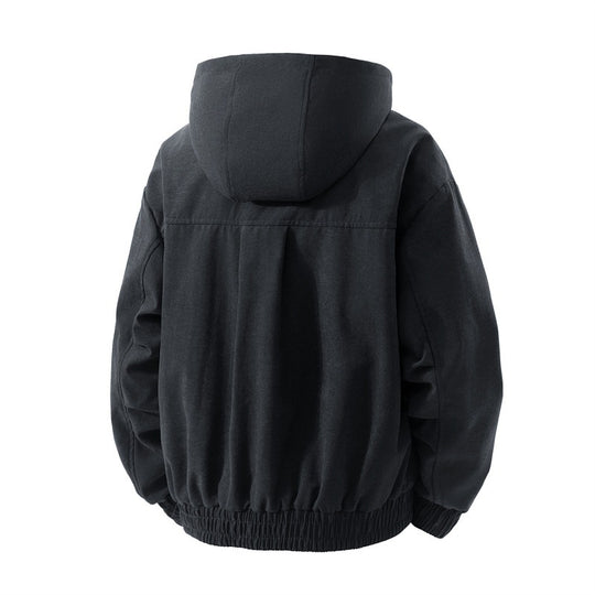 Herren gefütterte Kapuzenjacke mit kariertem Fleece-Innenfutter, elastischem Saum und verdecktem Reißverschluss EB