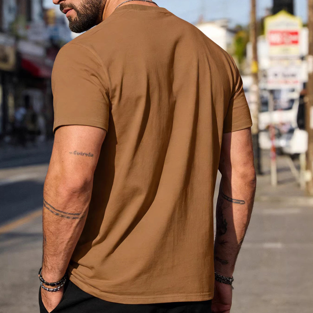 Herren nan körperbetontes hochwertiges Baumwollshirt mit Rundhalsausschnitt EB