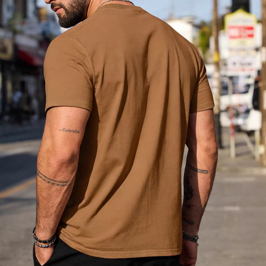 Herren nan körperbetontes hochwertiges Baumwollshirt mit Rundhalsausschnitt EB