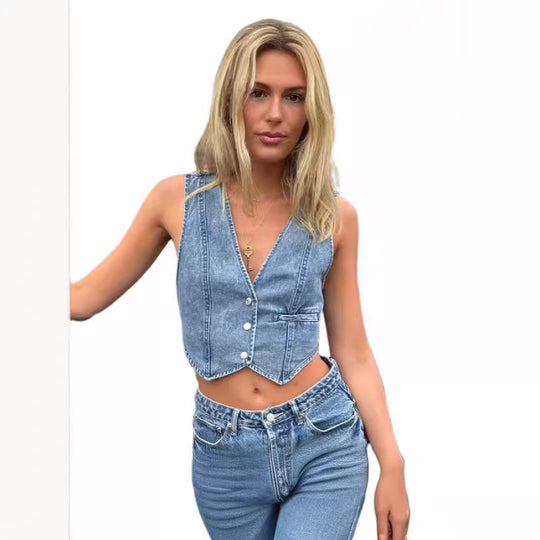 Damen Jeans-Weste mit schmaler Passform und modernem Schnitt EB
