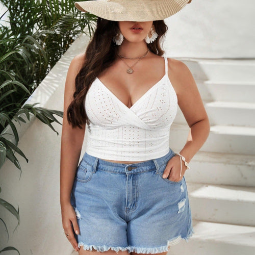 Damen Gesticktes Crop-Top EB