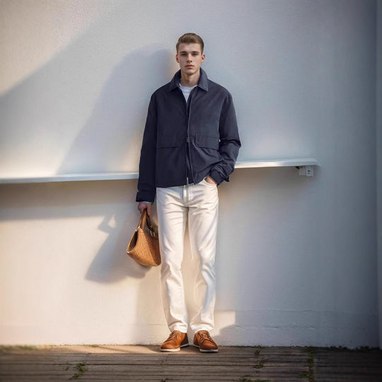 Herren leichte Freizeitjacke mit praktischen Taschen EB