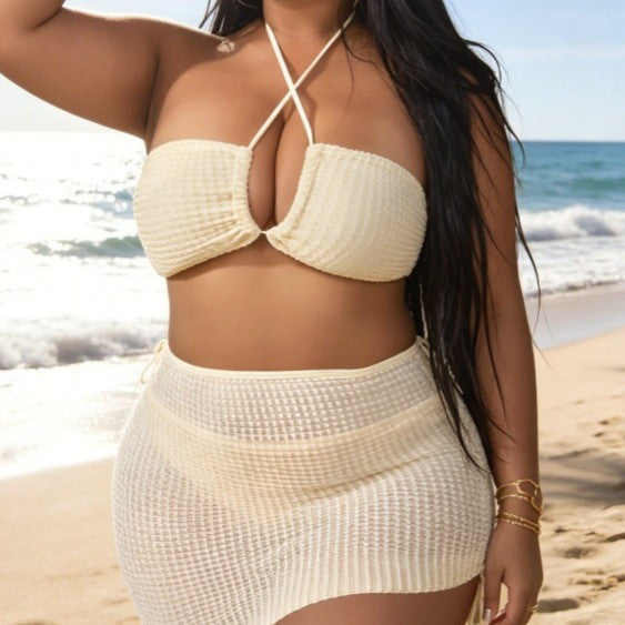 Damen Bandeau-Bikini mit asymmetrischem Rock EB