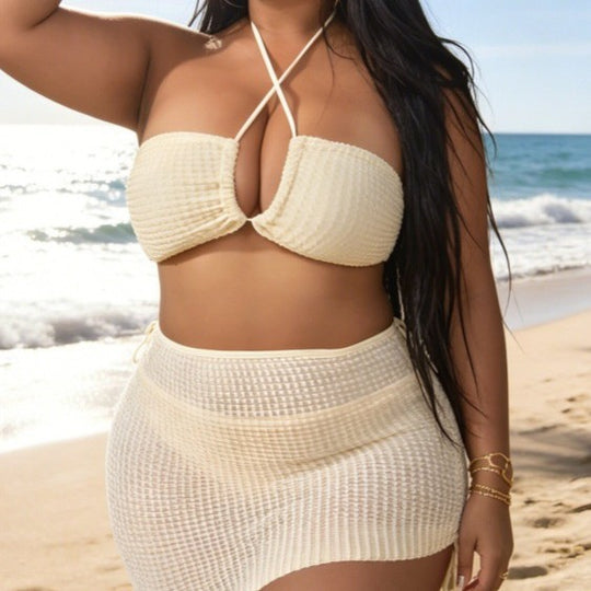 Damen Bandeau-Bikini mit asymmetrischem Rock EB