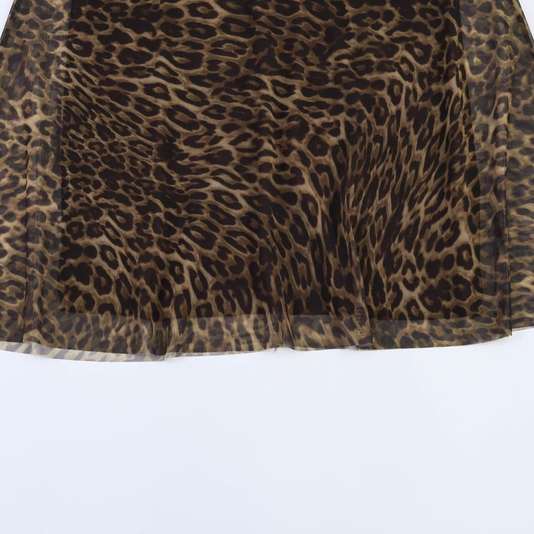 Damen Midirock im animalischen Design mit fließendem Schnitt und hohem Taillenbund EB