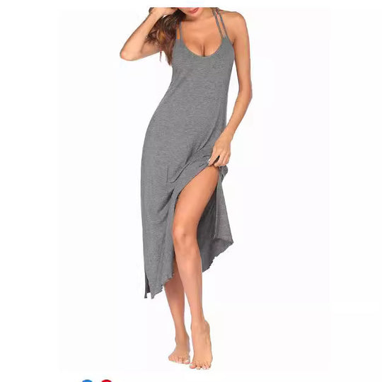 Damen Maxikleid mit eleganten Spaghettiträgern und lässigem Schnitt EB