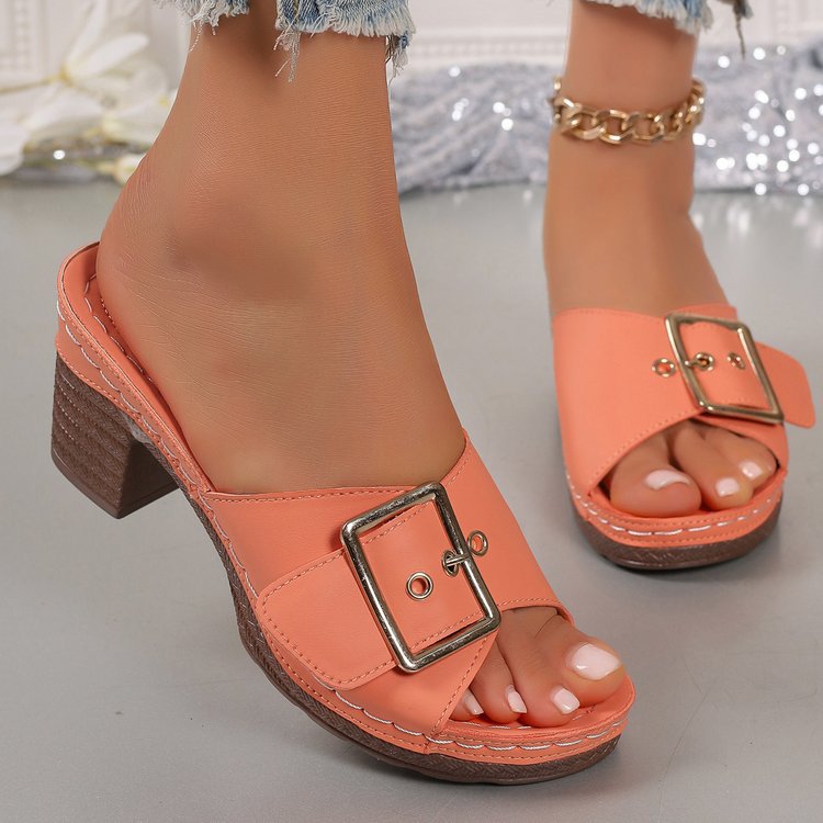 Damen Elegante und bequeme Plateau-Sandalen mit dekorativem Schnallenverschluss EB