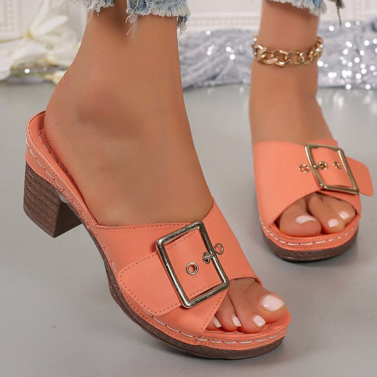 Damen Elegante und bequeme Plateau-Sandalen mit dekorativem Schnallenverschluss EB