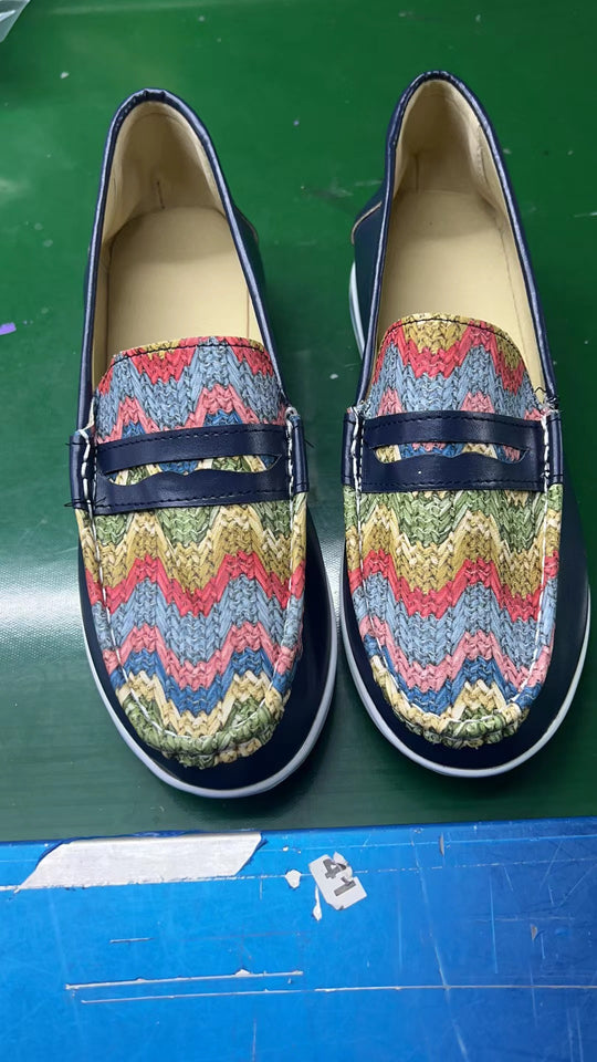 Damen Slip-On Mokassins mit strukturiertem Obermaterial und rutschfester Sohle EB