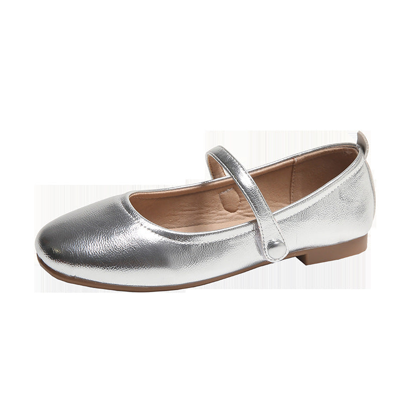 Damen Ballerina-Schuhe mit elegantem Riemen und schimmerndem Obermaterial EB