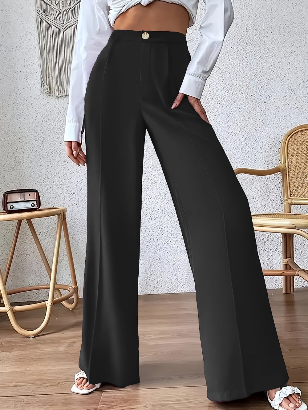 Damen Elegante und weite Hose mit hohem Bund EB