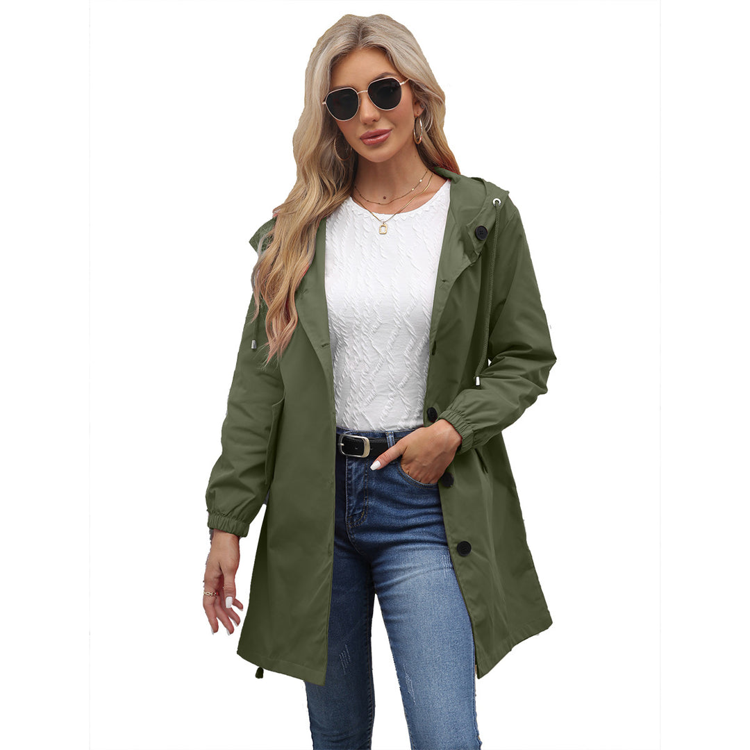 Damen modische Übergangsjacke mit verstellbarer Kapuze und praktischen Taschen EB