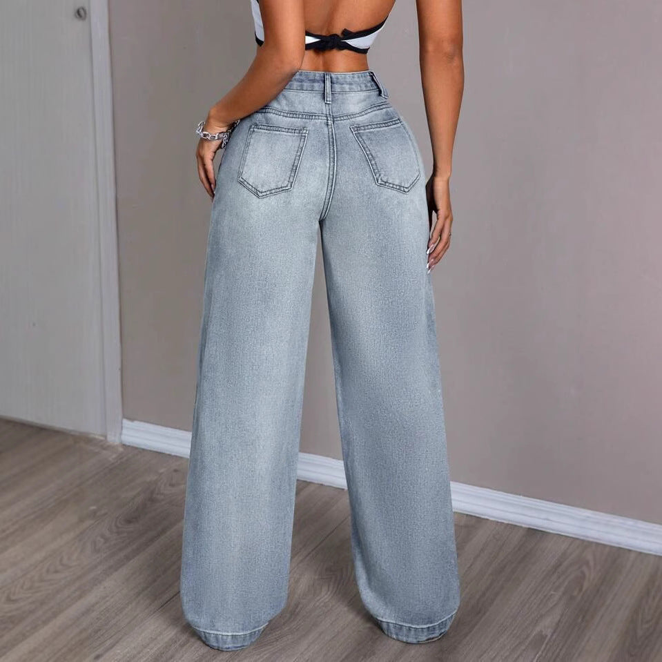 Damen Weite Jeanshose im Vintage-Stil EB